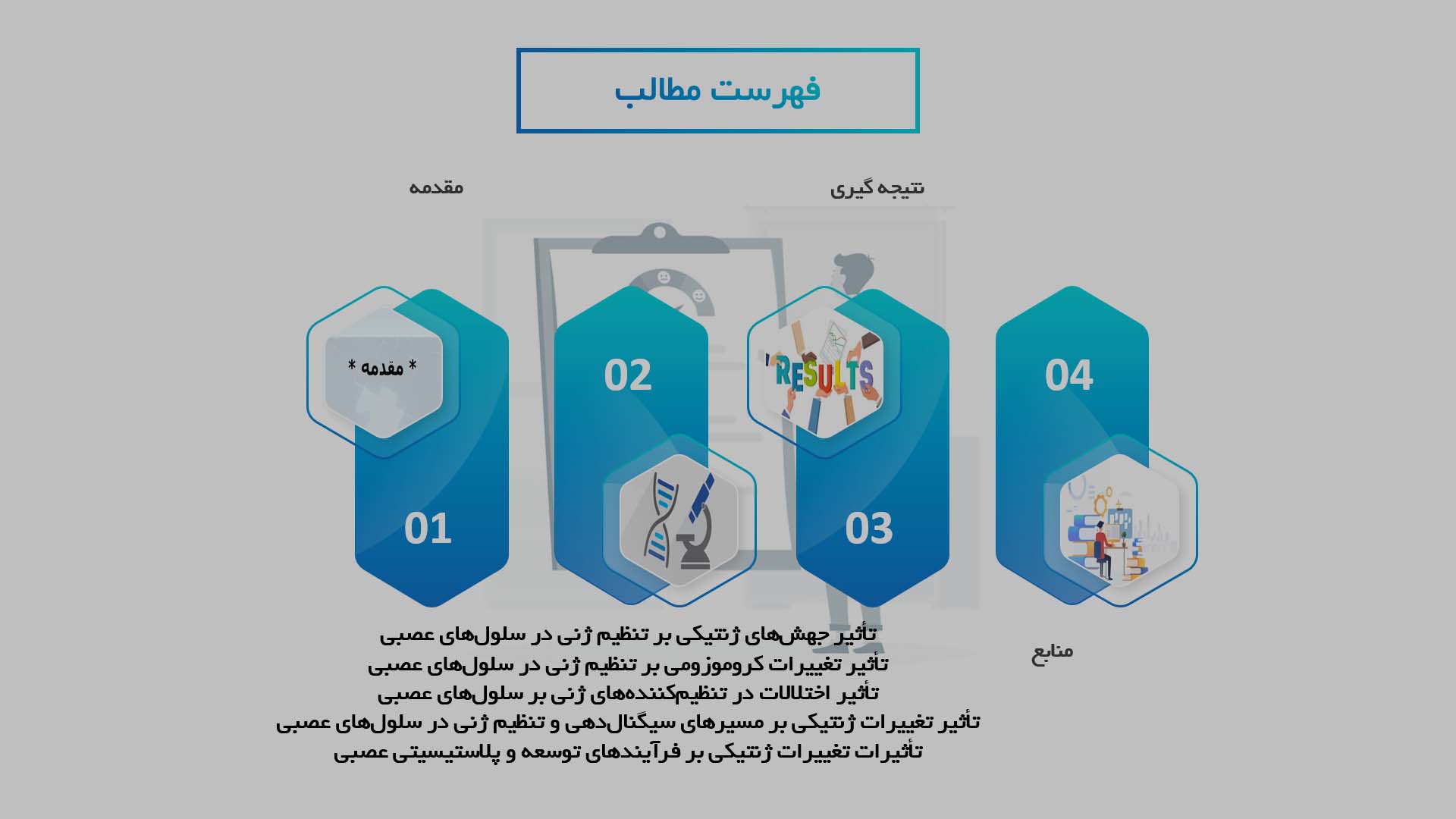 پاورپوینت در مورد تأثیرات تغییرات ژنتیکی بر تنظیم ژنی در سلول‌های عصبی